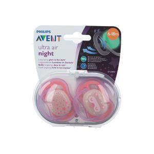 Philips Avent Sucettes Ultra Air Night 6–18 Mois Lot de 2